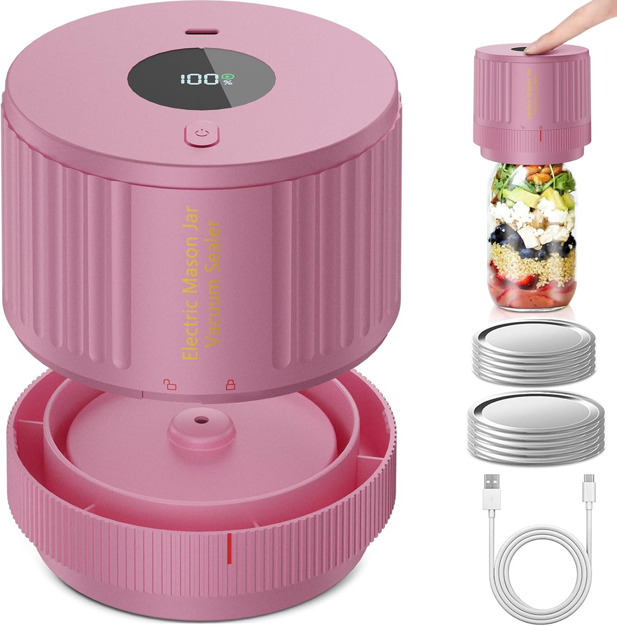 Electric Mason Jar Vacuum Sealer Kit for Fresh Food Storage