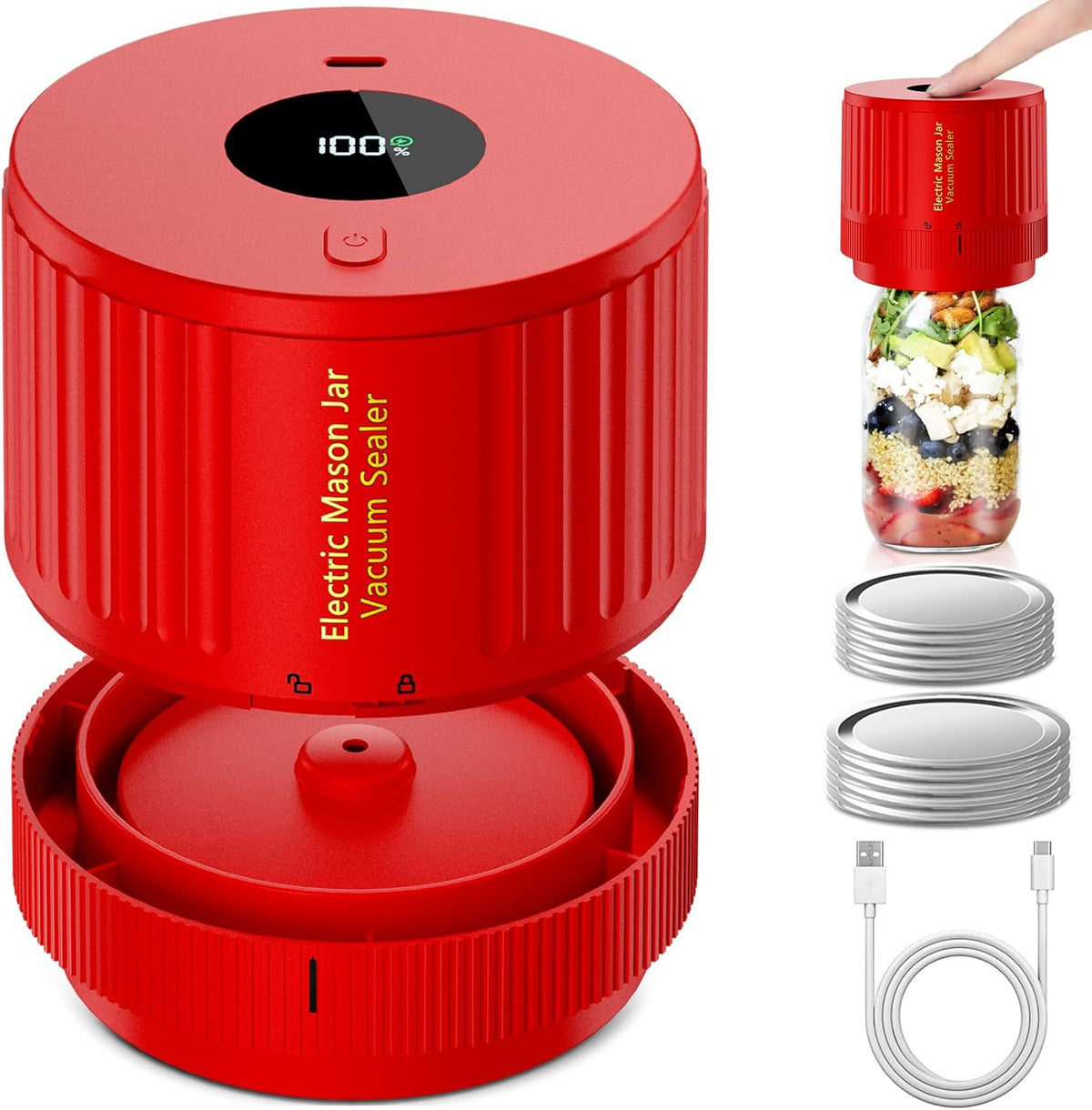 Electric Mason Jar Vacuum Sealer Kit for Fresh Food Storage