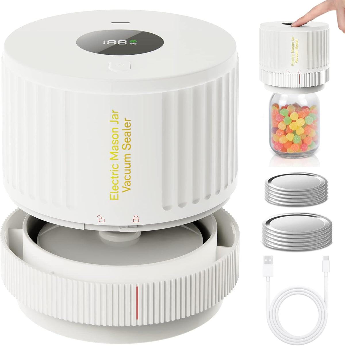 Electric Mason Jar Vacuum Sealer Kit for Fresh Food Storage