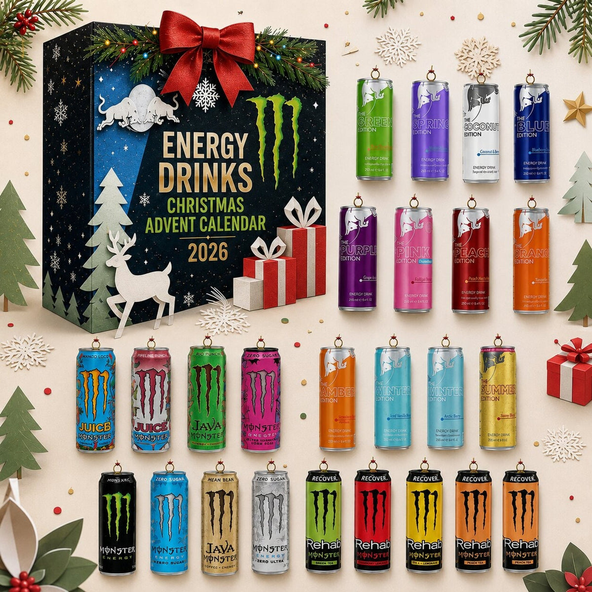 24-Day Energy Drink Advent Calendar – Collectible Can Designs
