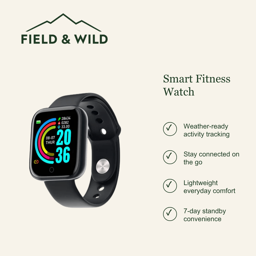 Smart Fitness Watch with Heart Rate Monitor & Waterproof Design