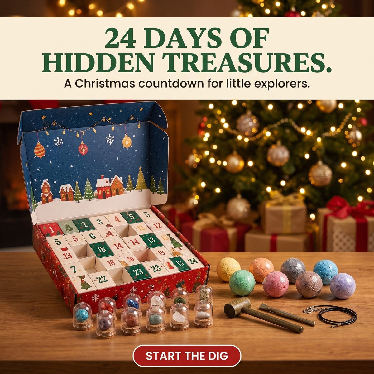 Kids' Gemstone Dig Advent Calendar – 24 Days Treasure Hunt