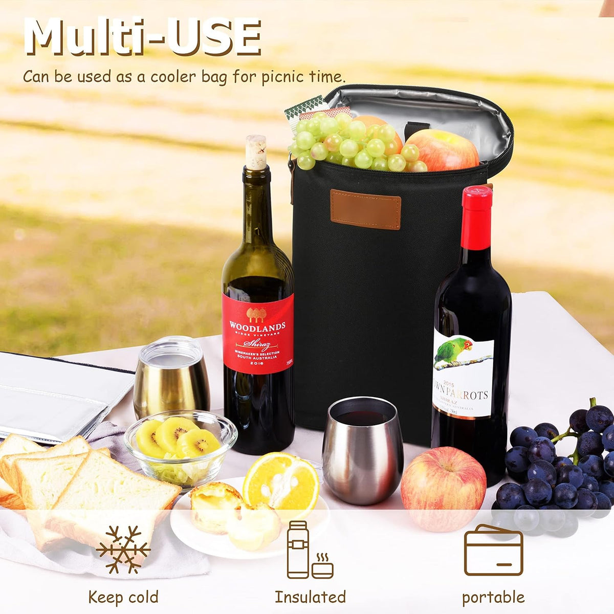 Insulated Wine Bottle Carrier Bag for 2 Bottles – ChillMate