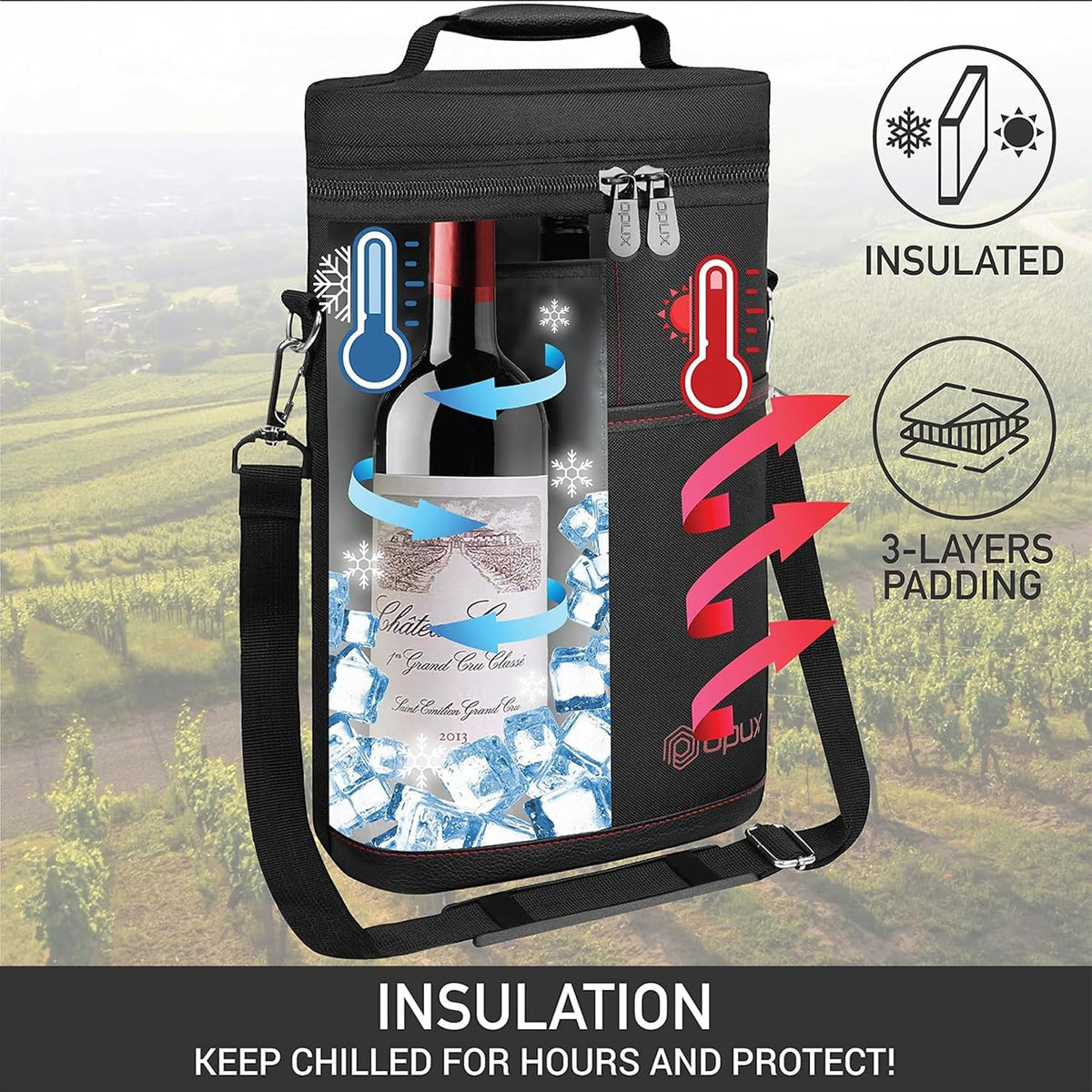 Canvas Wine Cooler Tote Bag - Insulated 2-Bottle Carrier