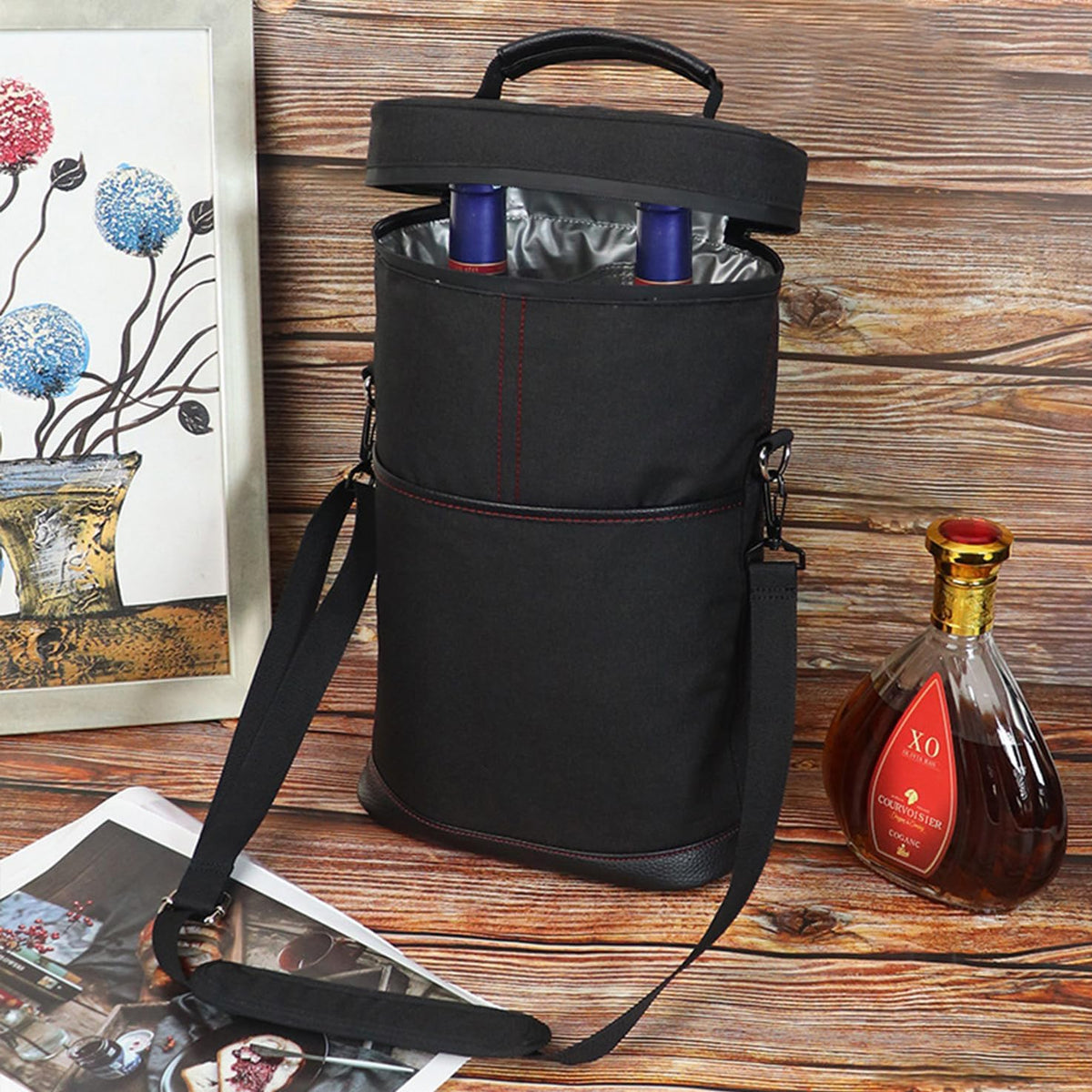 Canvas Wine Cooler Tote Bag - Insulated 2-Bottle Carrier