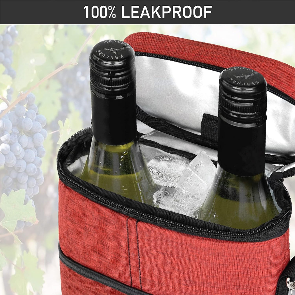 Canvas Wine Cooler Tote Bag - Insulated 2-Bottle Carrier