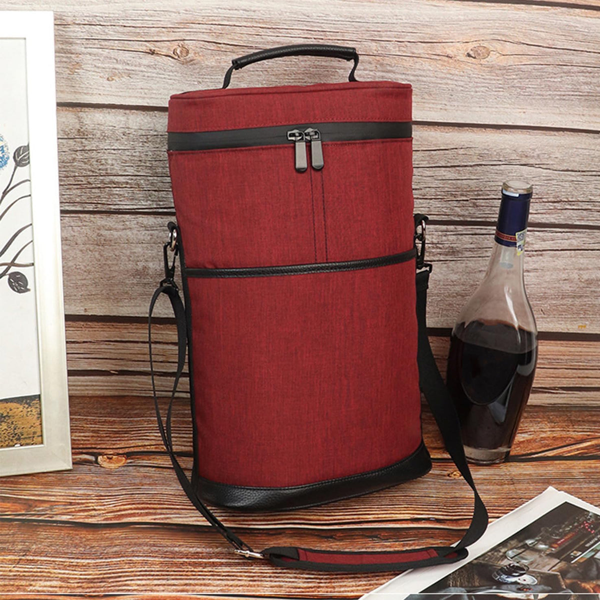 Canvas Wine Cooler Tote Bag - Insulated 2-Bottle Carrier