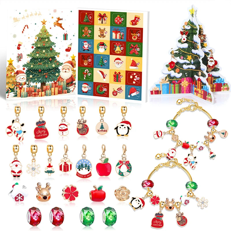 Kids' 24-Day Christmas Countdown Bracelet Advent Calendar with Crystals