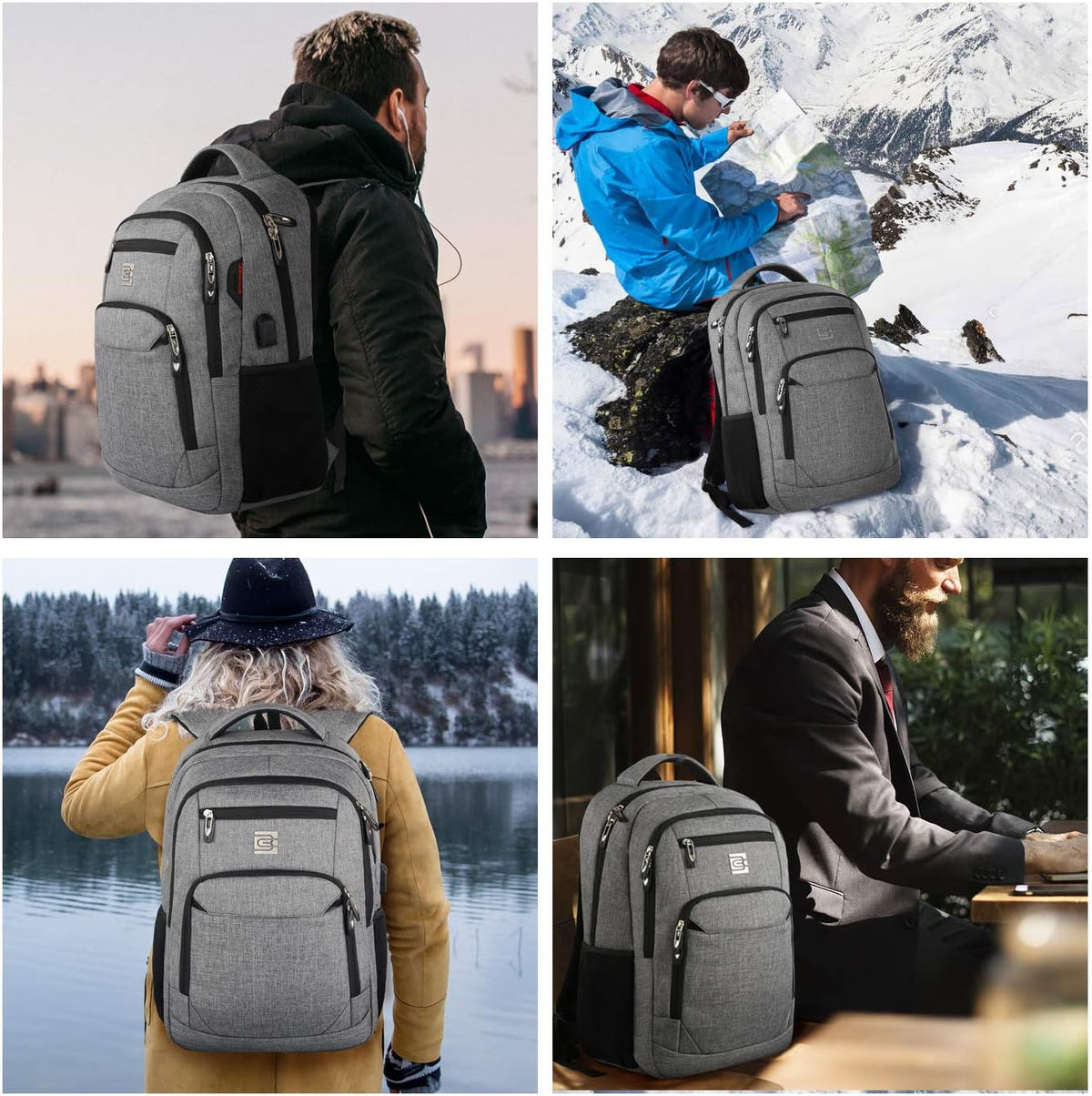 Anti-Theft Laptop Backpack with USB Charging Port