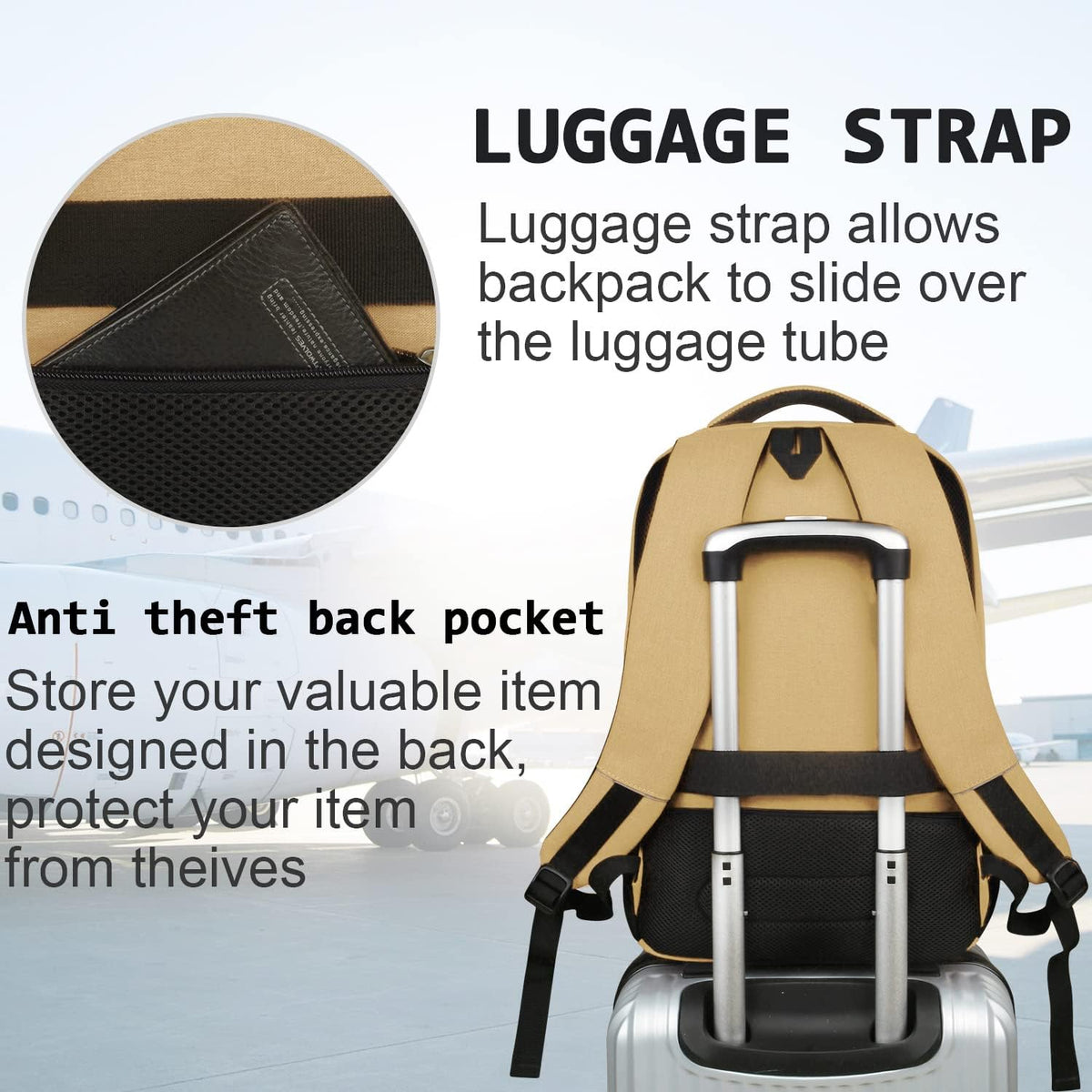 Anti-Theft Laptop Backpack with USB Charging Port