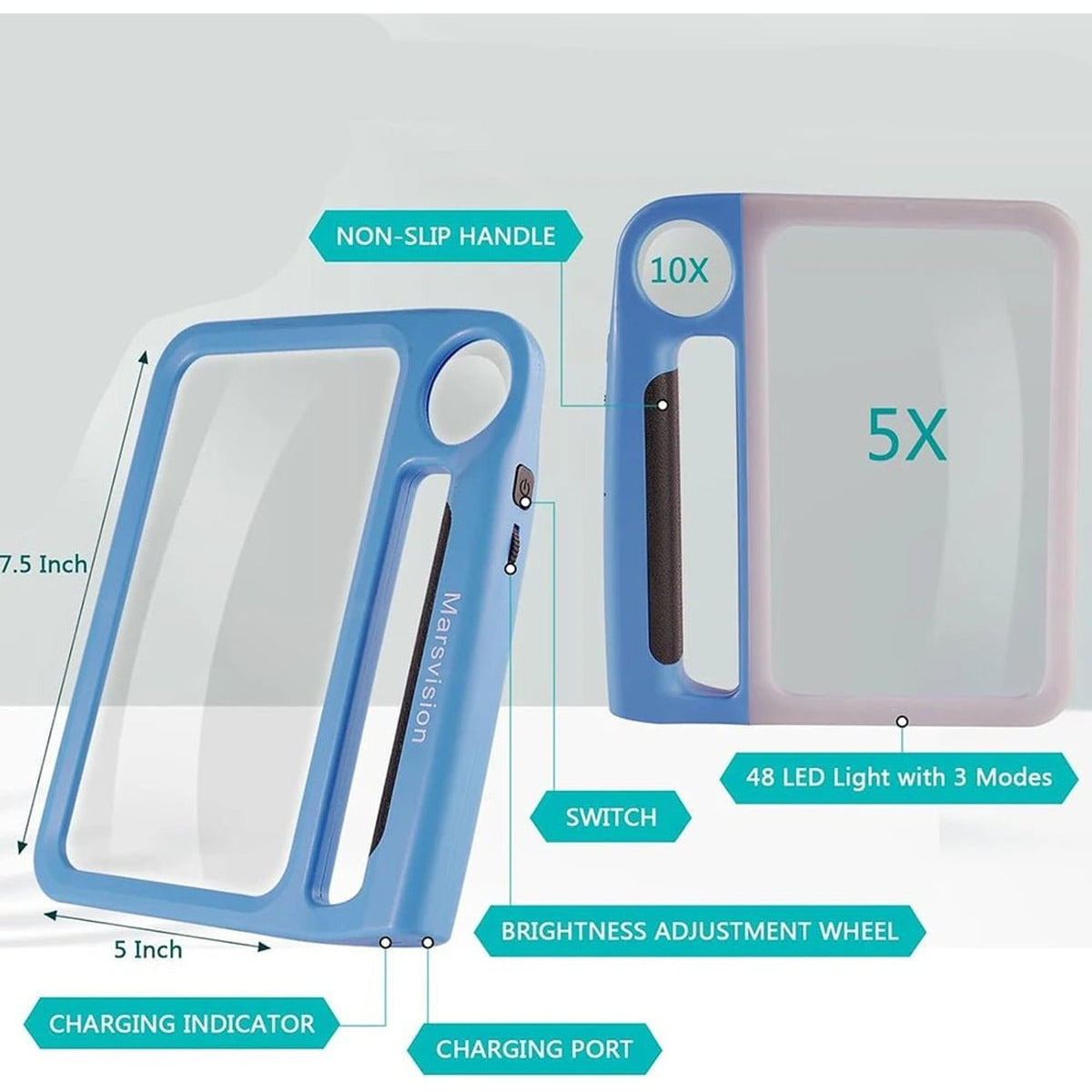 LED Magnifying Glass with 5x & 10x Magnification and USB Charging