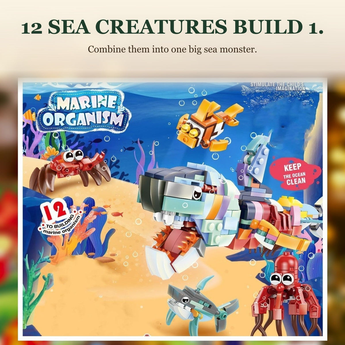 Advent Calendar Building Brick Animals – 24 Sea & Safari Creatures