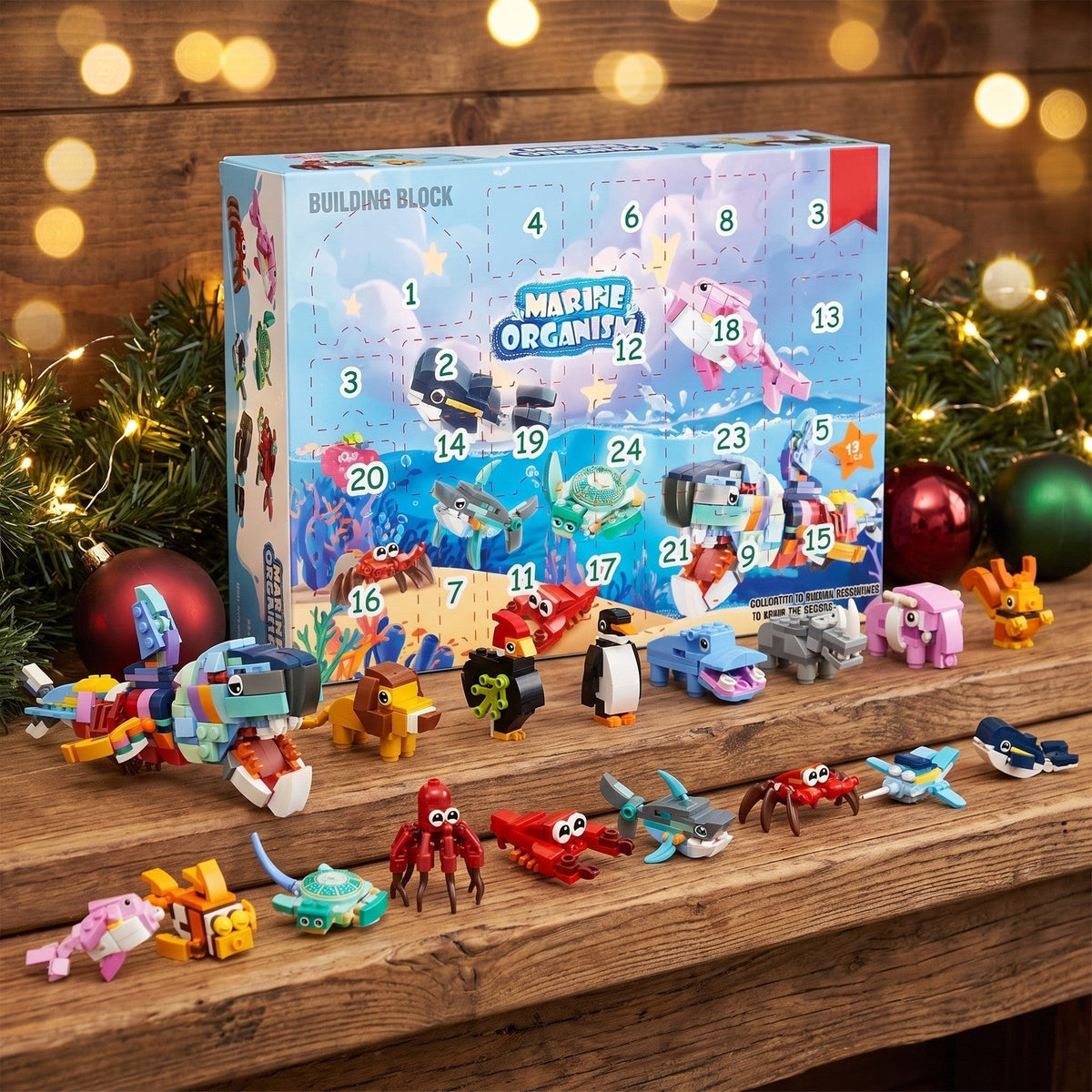Advent Calendar Building Brick Animals – 24 Sea & Safari Creatures