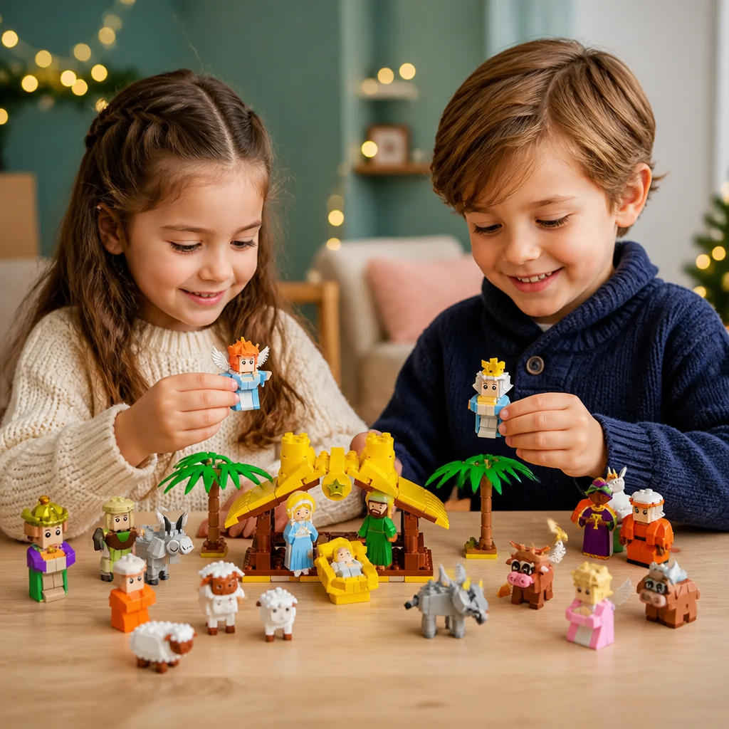 Nativity Scene Advent Calendar – 24-Piece Building Block Set