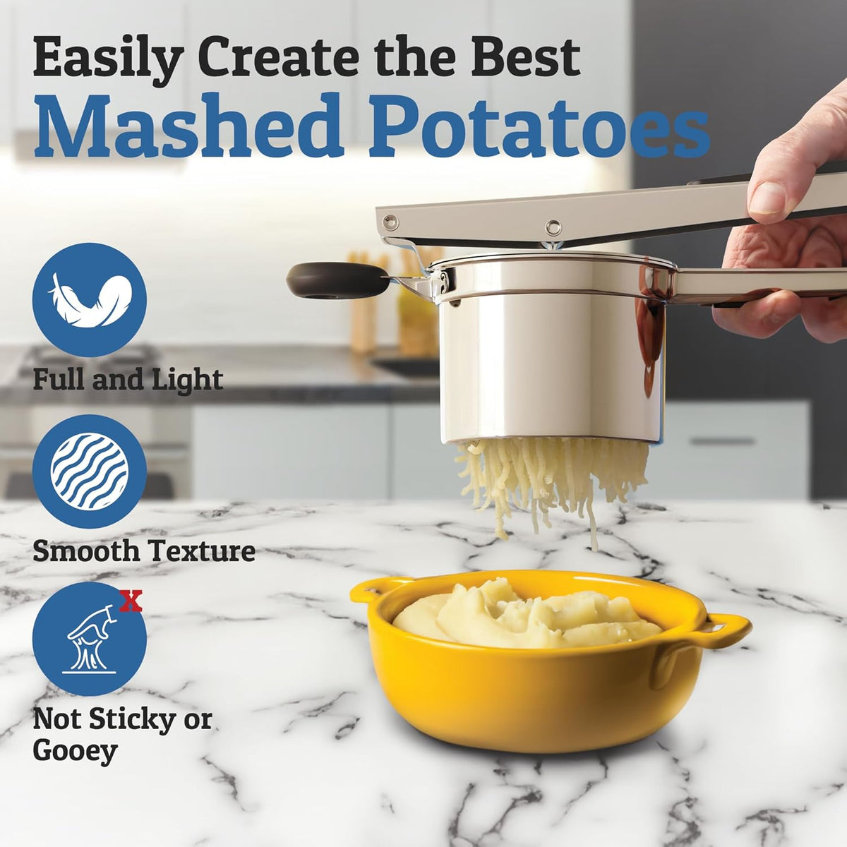 Stainless Steel Potato Masher for Smooth Creamy Mashed Potatoes
