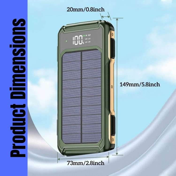 Solar Power Bank 20000mAh Portable Charger with USB-C