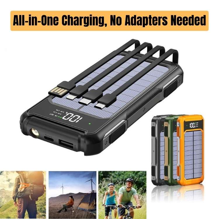 Solar Power Bank 20000mAh Portable Charger with USB-C