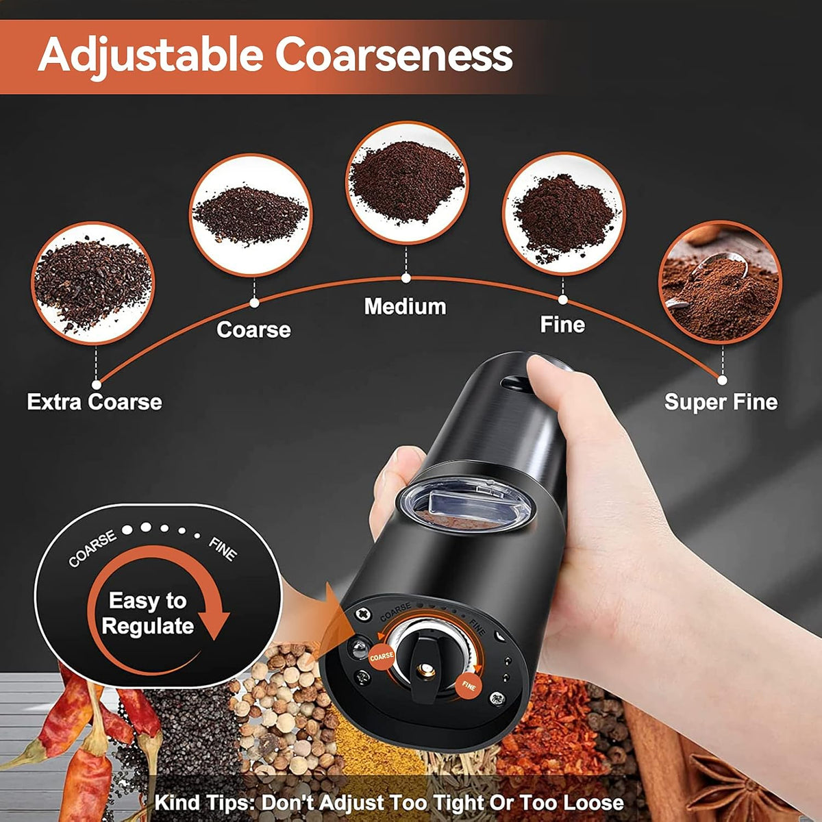 Electric Salt and Pepper Mill Set – Rechargeable Stainless Steel