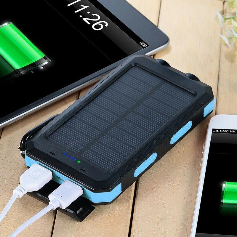 Solar Power Bank 500000mAh Waterproof Dual USB Portable Charger