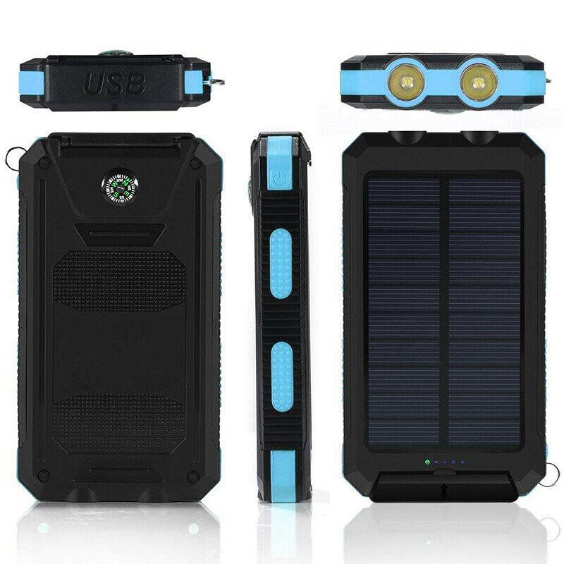 Solar Power Bank 500000mAh Waterproof Dual USB Portable Charger