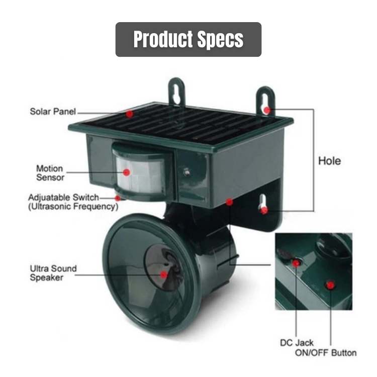 Solar Bird Repeller with Motion Sensor & Predator Sounds