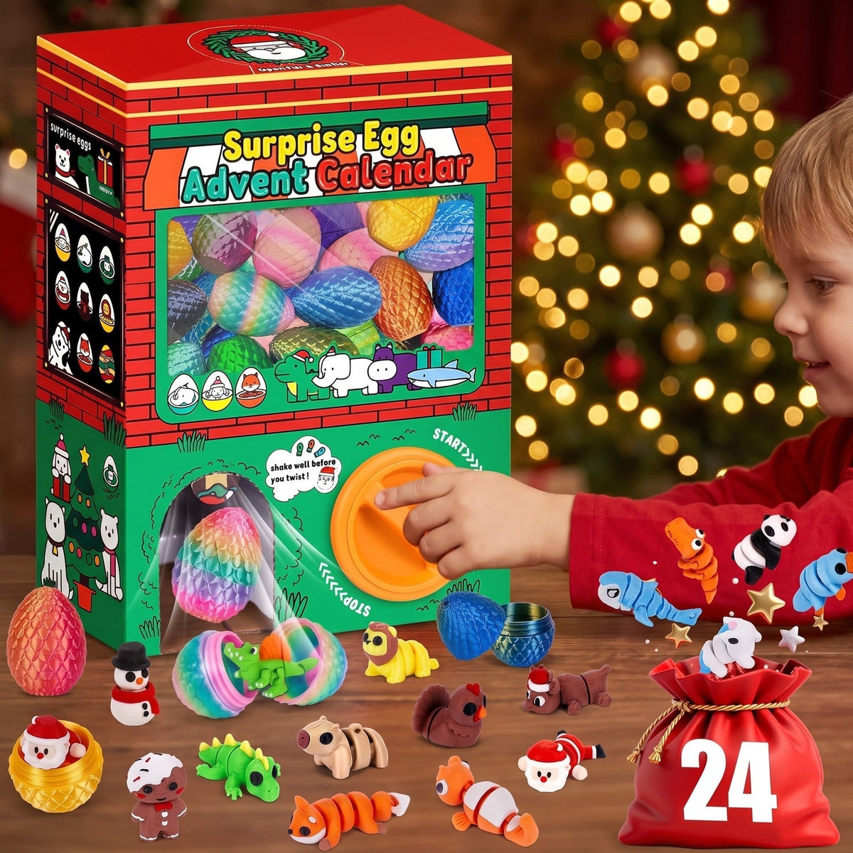 Kids' Advent Calendar with Surprise Eggs and Collectible Figures