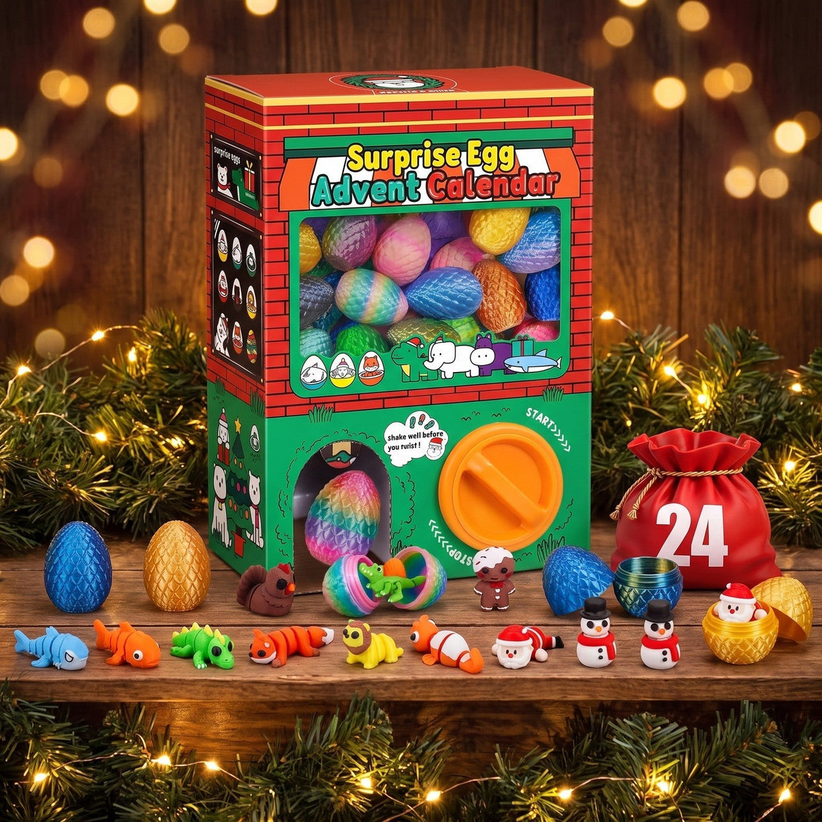 Kids' Advent Calendar with Surprise Eggs and Collectible Figures