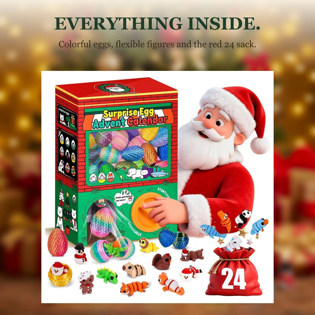 Kids' Advent Calendar with Surprise Eggs and Collectible Figures