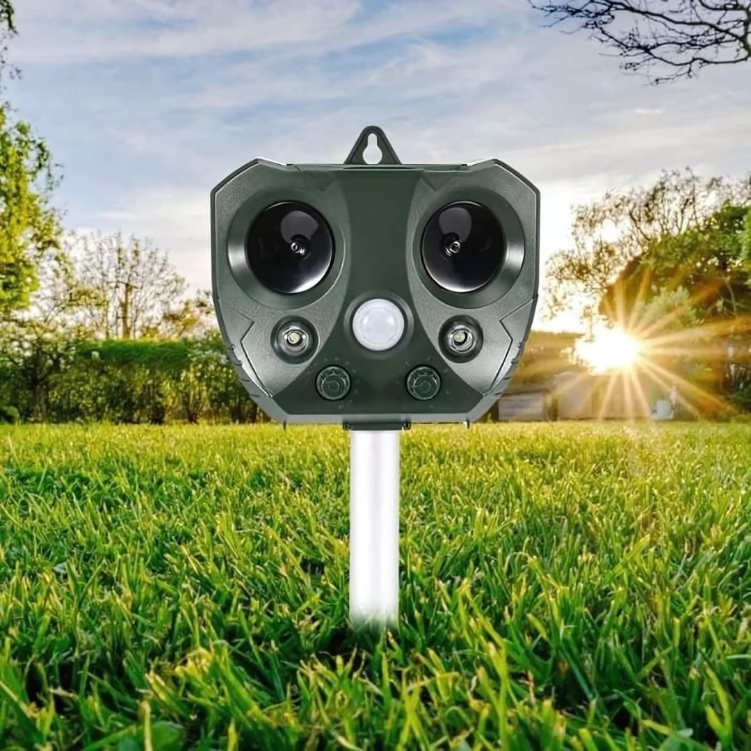 Solar Ultrasonic Pest Deterrent with Motion Sensor & LED