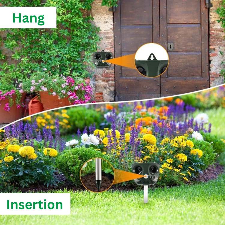 Solar Ultrasonic Pest Deterrent with Motion Sensor & LED