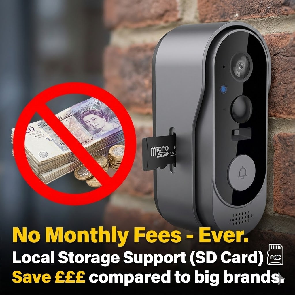 Wireless Video Doorbell HD Camera – No Subscription Required