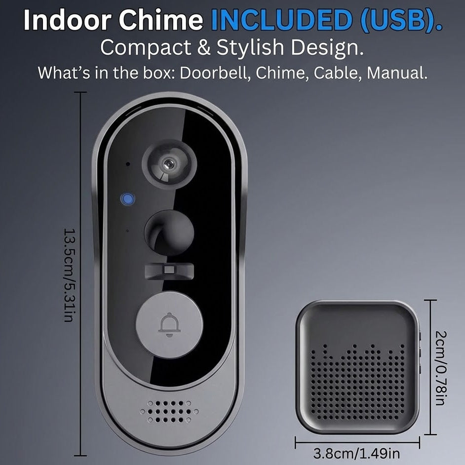Wireless Video Doorbell HD Camera – No Subscription Required