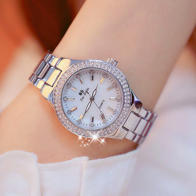 Women's Stainless Steel Quartz Watch – Elegant Round Design