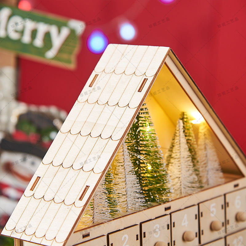 Wooden Advent Calendar with LED Lights – Festive Countdown Decoration