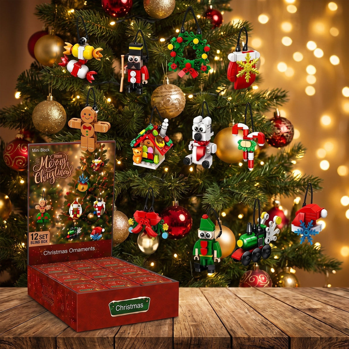 12-Day Christmas Mini Ornament Advent Calendar Blind Box Set – Red or Pink
