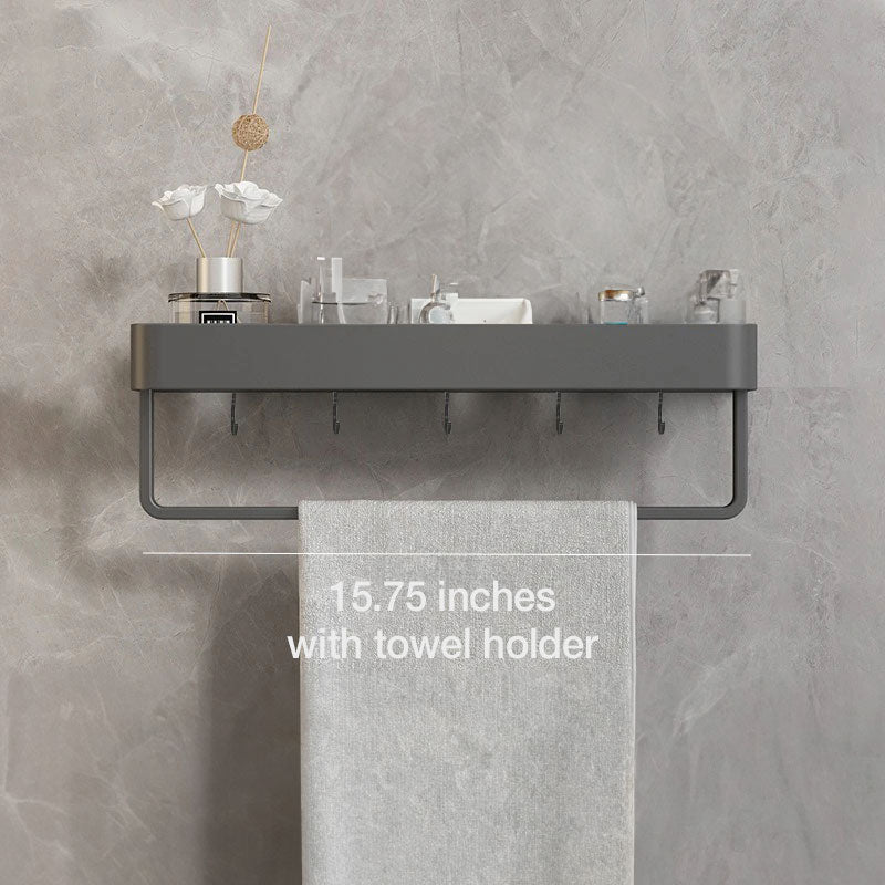 Self-Adhesive Bathroom Shelf with Towel Holder – No Drilling