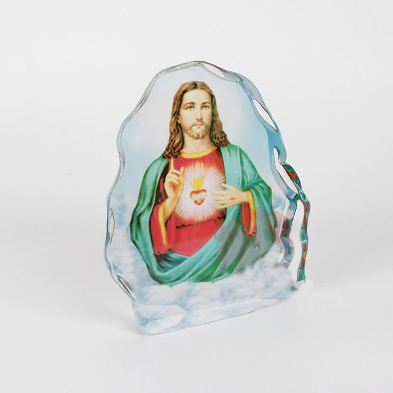 White Crystal Jesus Sacred Heart Desktop Ornament