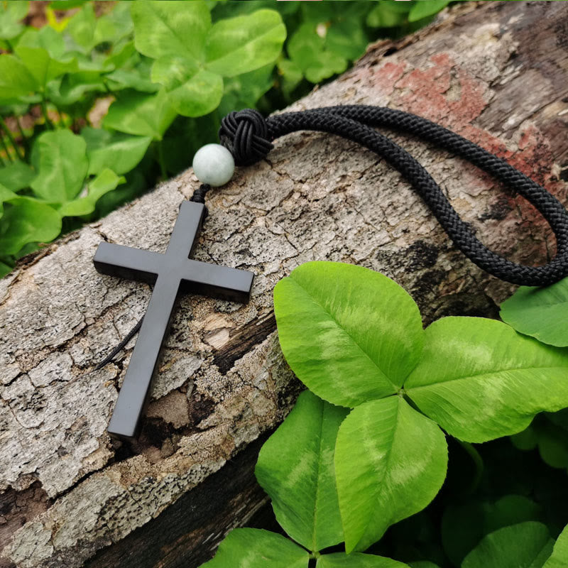 Tri-Color Cross Car Pendant – Steel Spiritual Hanging Ornament
