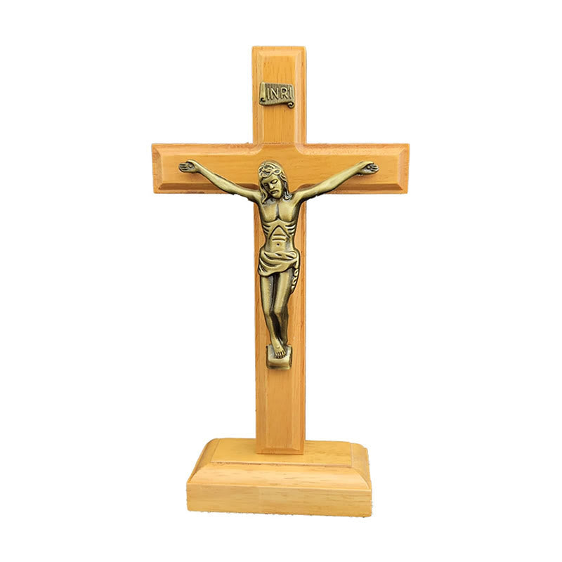 Wooden Crucifix with Bronze-Toned Figure – Classic Home Decor