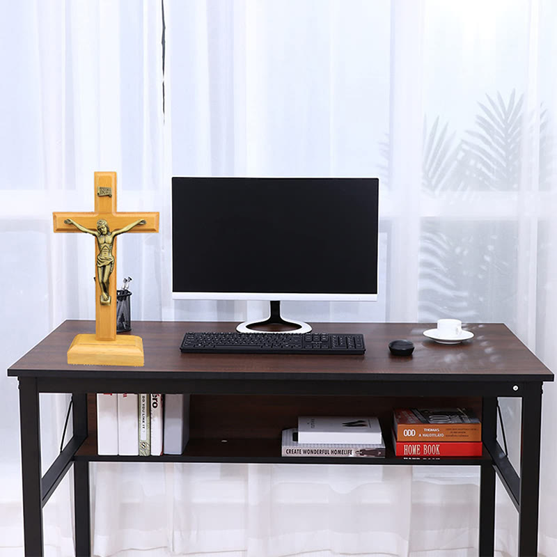 Wooden Crucifix with Bronze-Toned Figure – Classic Home Decor