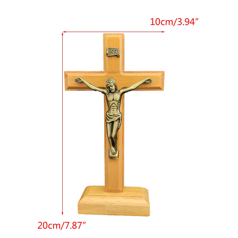 Wooden Crucifix with Bronze-Toned Figure – Classic Home Decor