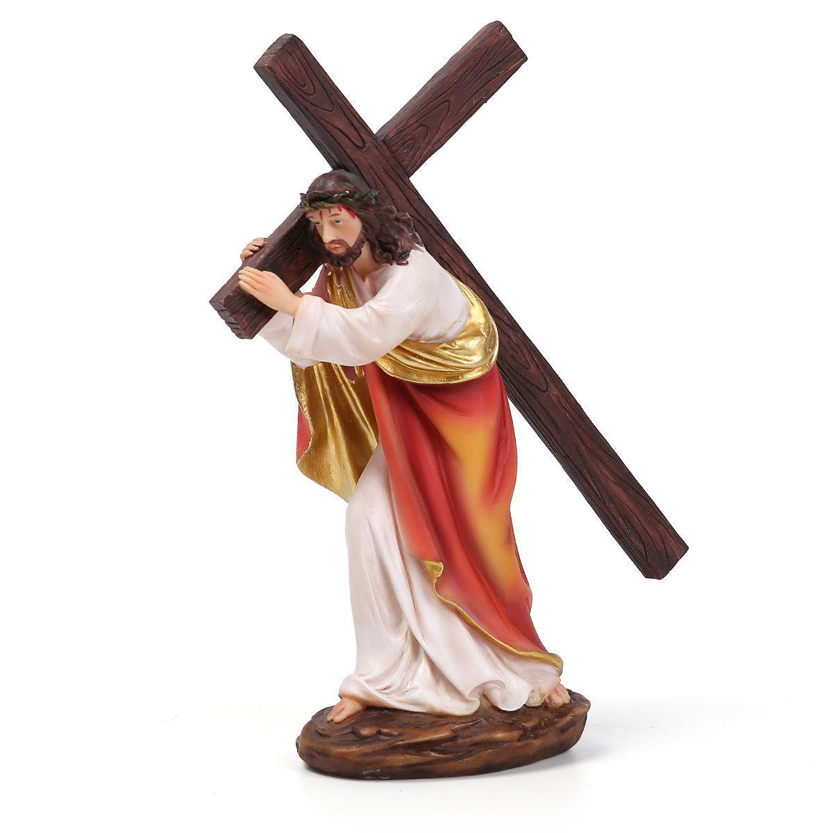 Resin Jesus Cross Christmas Desktop Ornament with Nativity Scene