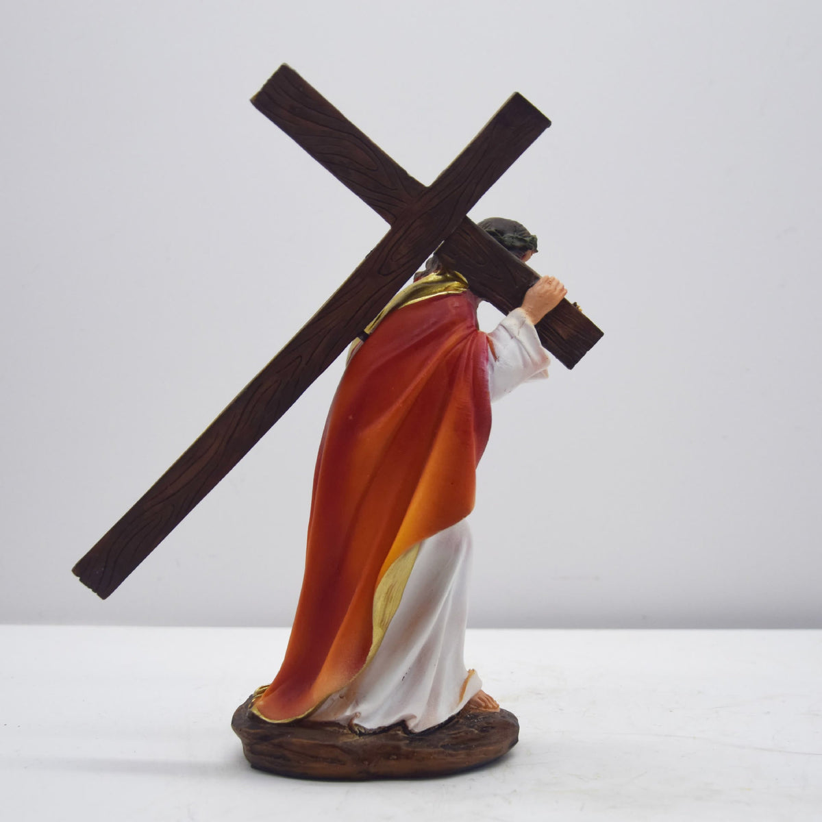Resin Jesus Cross Christmas Desktop Ornament with Nativity Scene