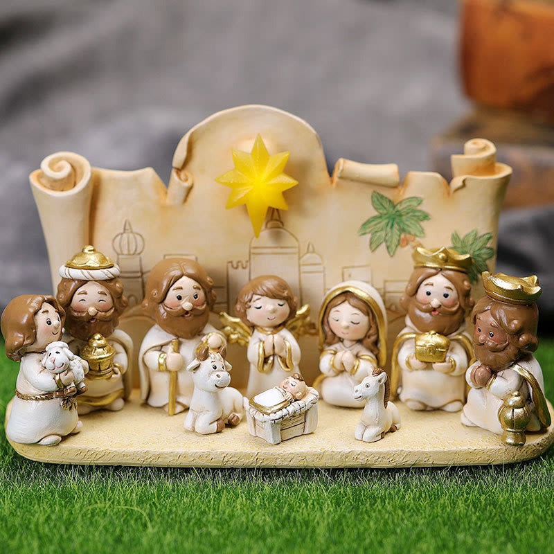 Resin Nativity Ornament – Dual-Color Manger Scene Decoration