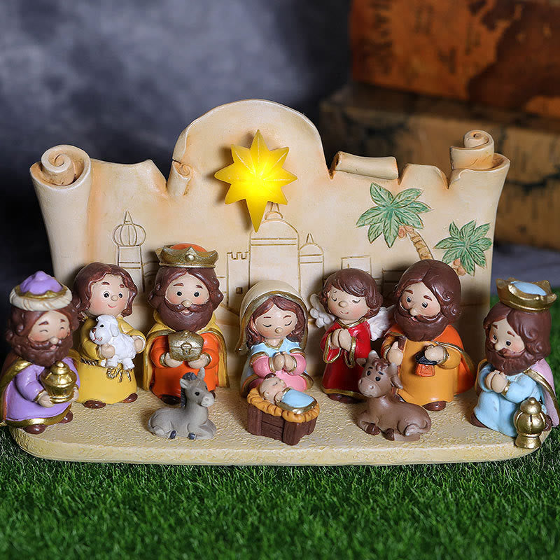 Resin Nativity Ornament – Dual-Color Manger Scene Decoration