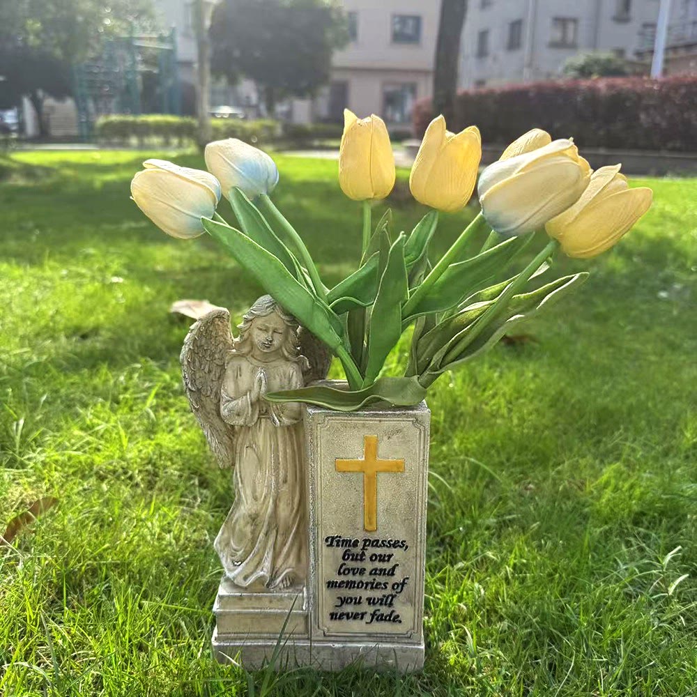 Resin Praying Angel Cross Vase – Memorial Home Decor
