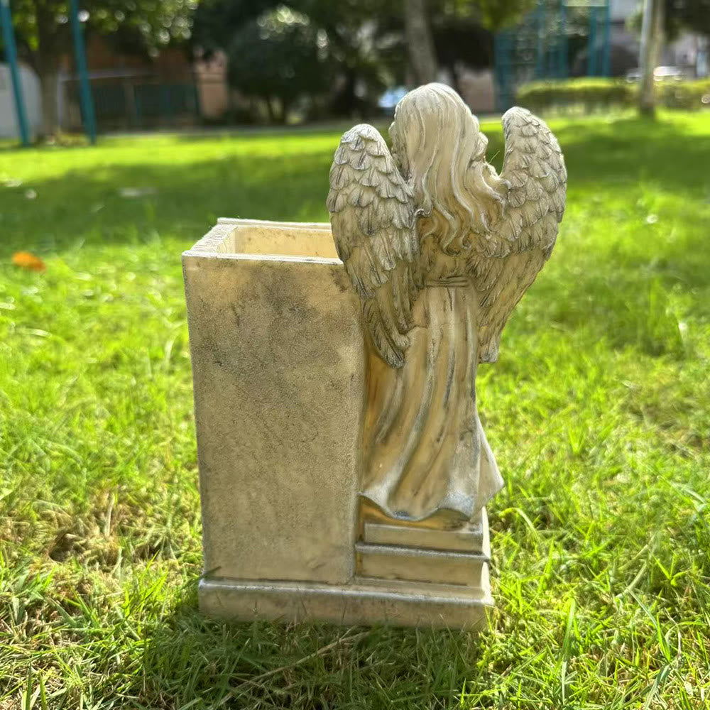 Resin Praying Angel Cross Vase – Memorial Home Decor