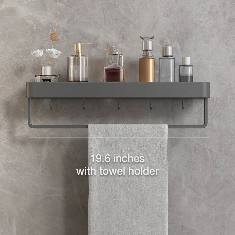 Self-Adhesive Bathroom Shelf with Towel Holder – No Drilling