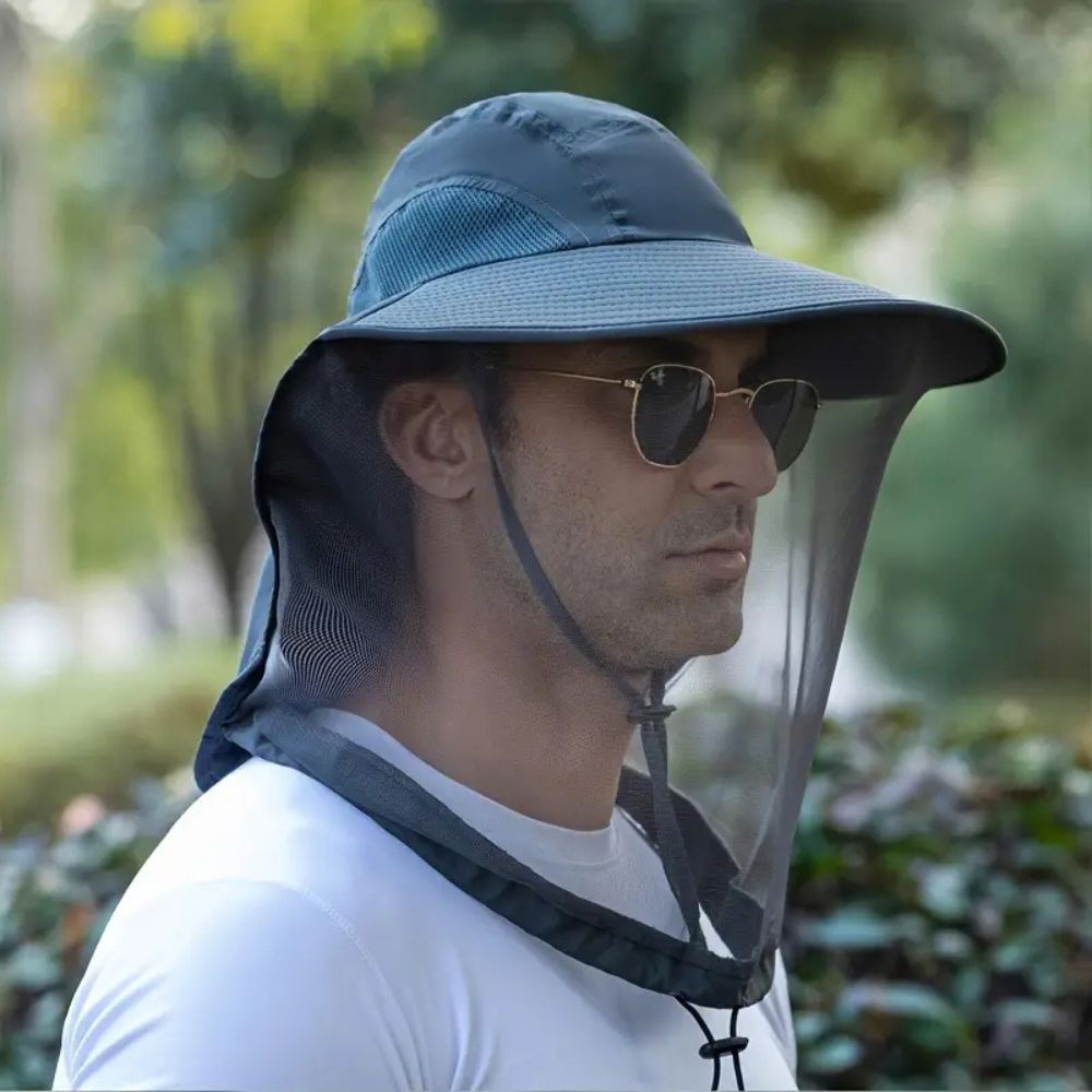 UV Protection Wide Brim Hat with Mosquito Mesh – Breathable Outdoor
