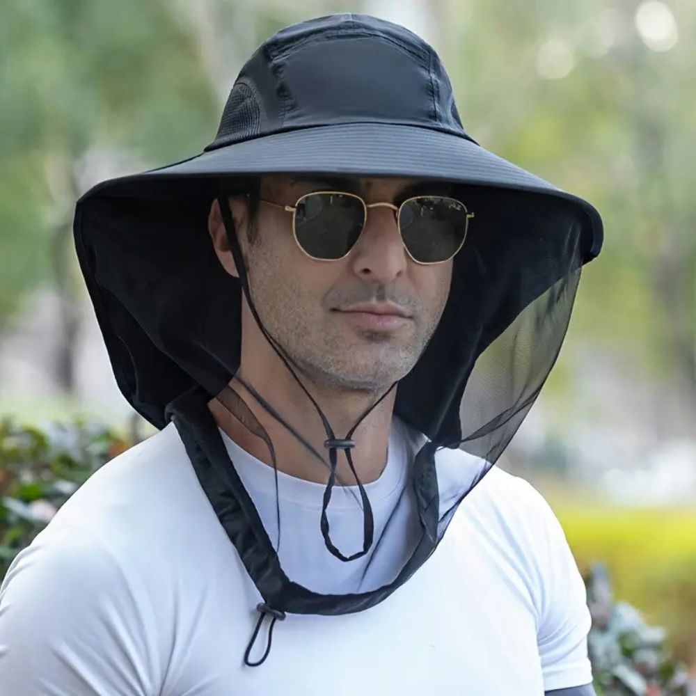 UV Protection Wide Brim Hat with Mosquito Mesh – Breathable Outdoor